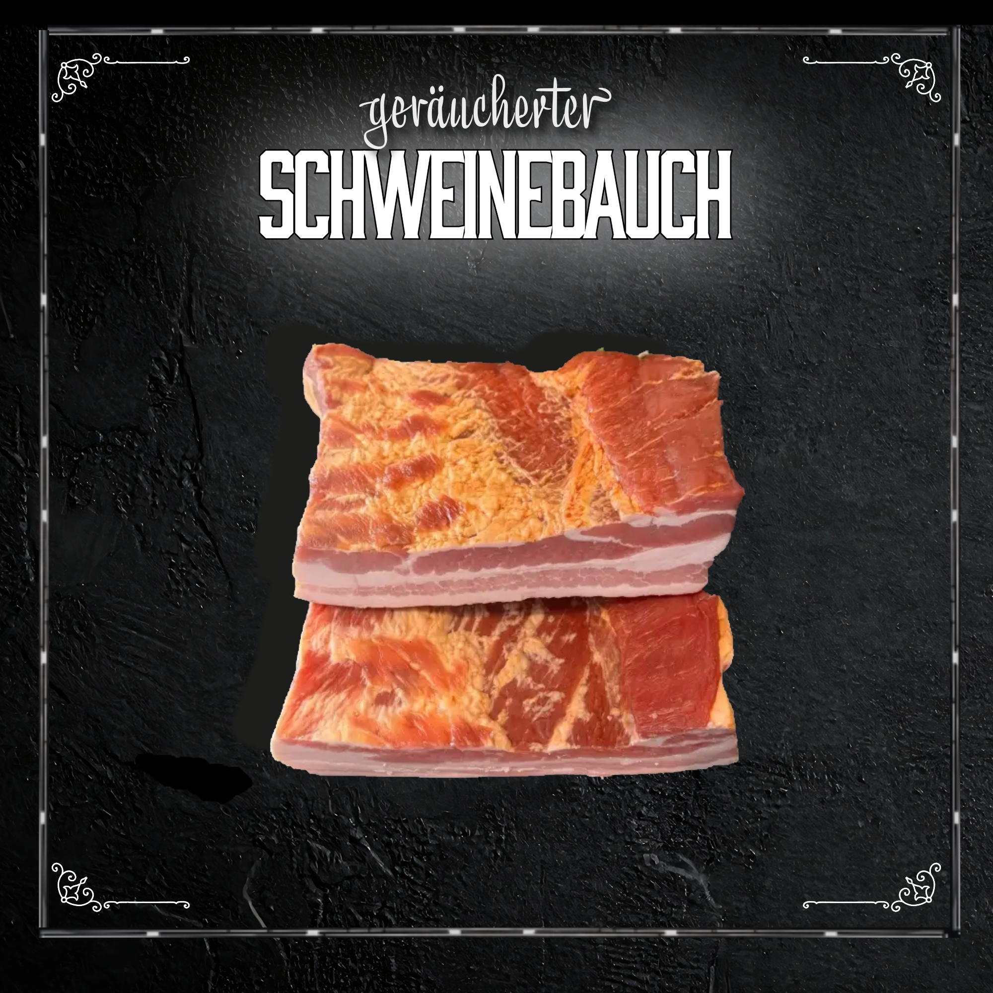 Geräucherter Schweinebauch aus Buchenholz