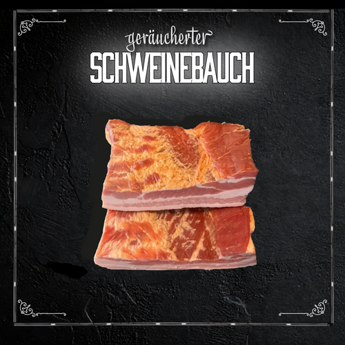 Geräucherter Schweinebauch aus Buchenholz