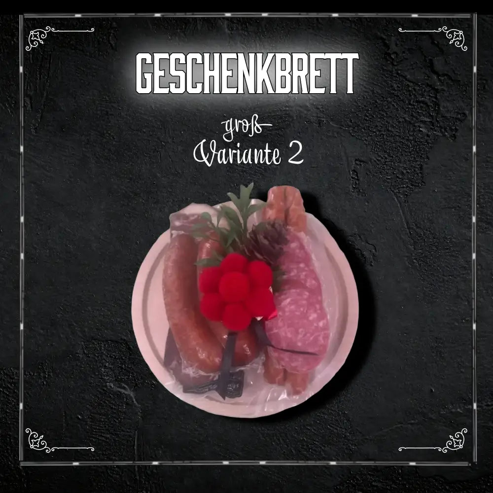 Geschenkbrett Groß mit Schwarzwälder Wurst und Kuckucksuhr - 2