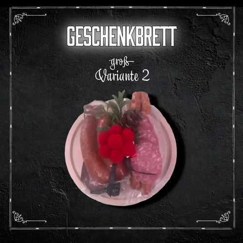 Geschenkbrett Groß mit Schwarzwälder Wurst und Kuckucksuhr - 2